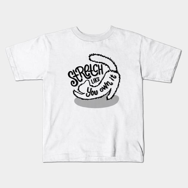 Cat Stretch Kids T-Shirt by aftrisletter